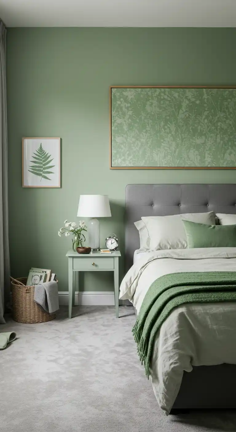 Sage Green and Grey Bedroom