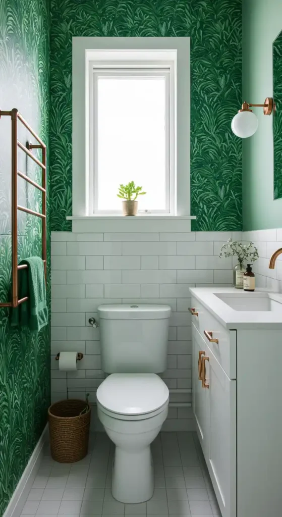 2. Botanical-Themed Green Wallpaper
