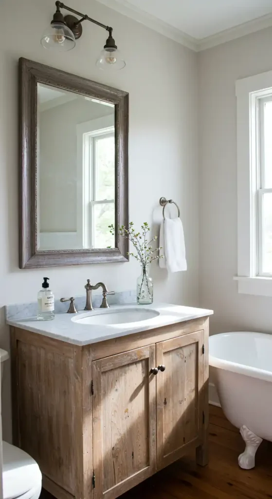 2. Rustic Vanity with Reclaimed Wood