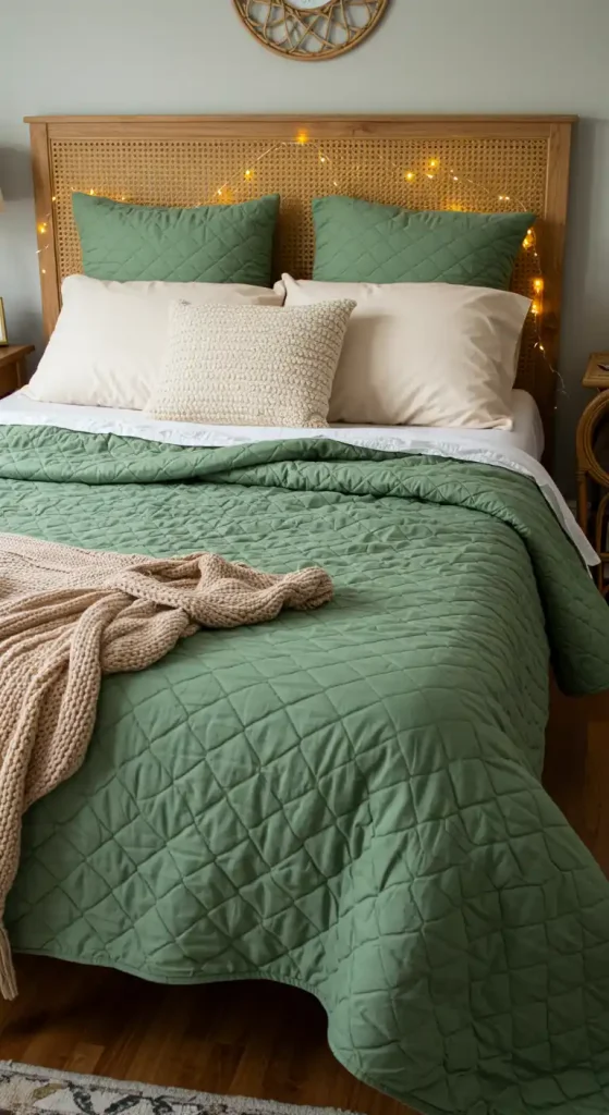 2. Sage Green and Cream Bedding Combo