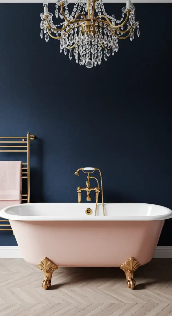 2. Vintage Glam With Pink Fixtures