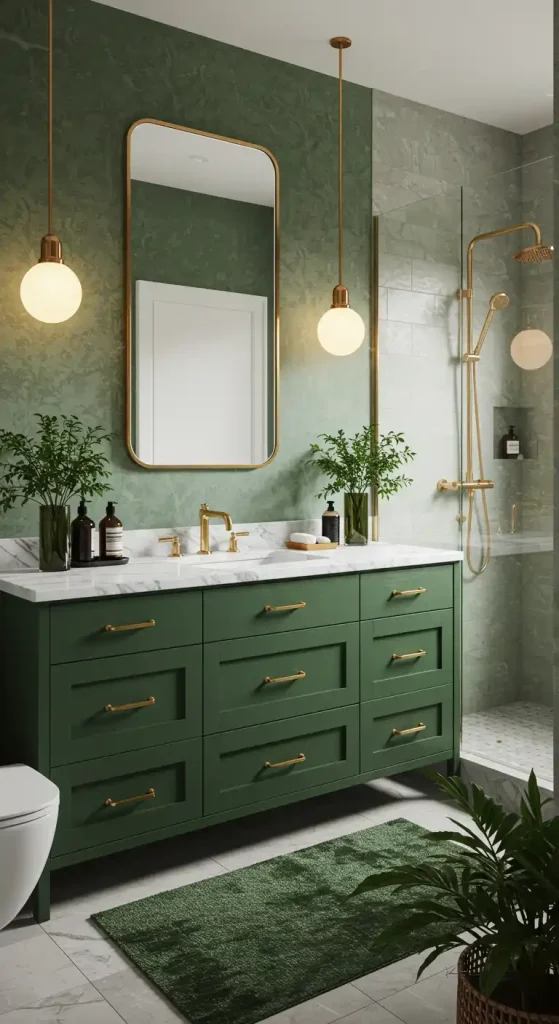 4. Green Vanity for a Bold Focal Point