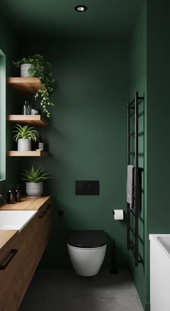 4. Moody Green Walls for Depth