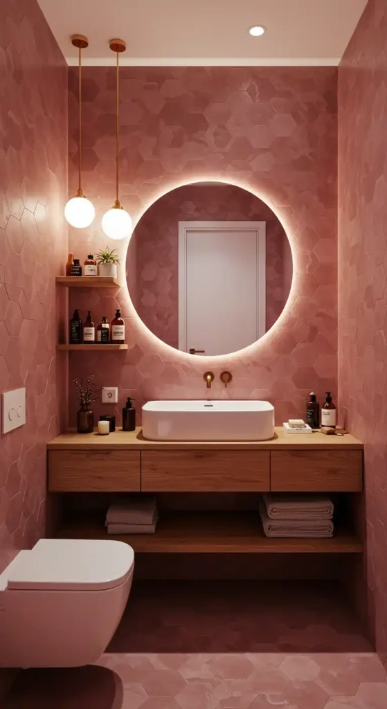 4. Pink Tiles With a Geometric Flair