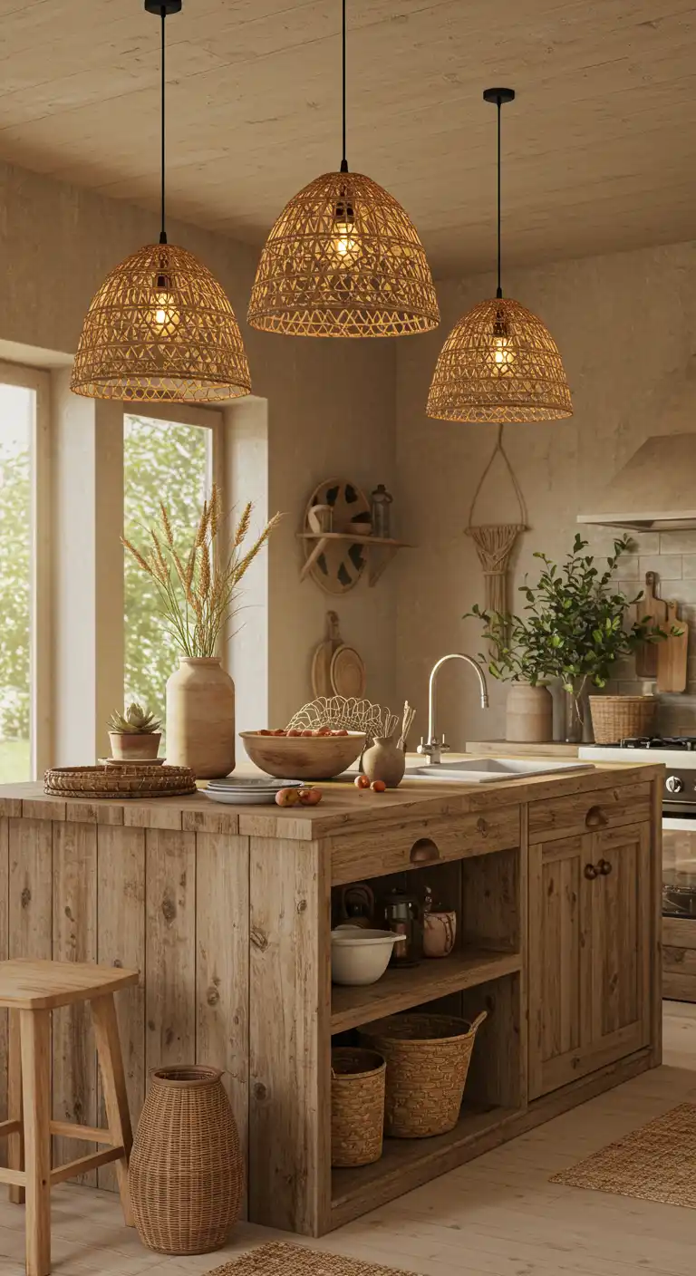 5. Illuminate the Space with Wicker Pendant Lighting