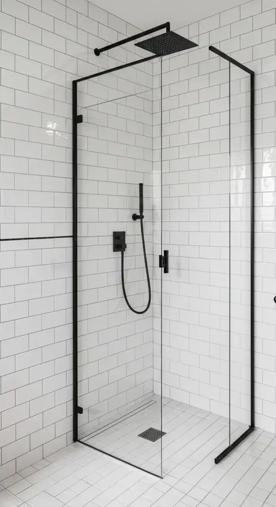 5. Retro Chic with Black and White Subway Tiles