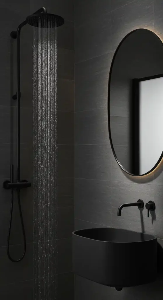 7. Black Fixtures with Contrast