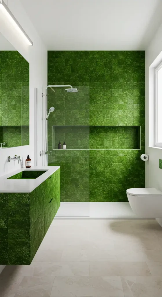 7. Green Accents Through Tiles or Fixtures