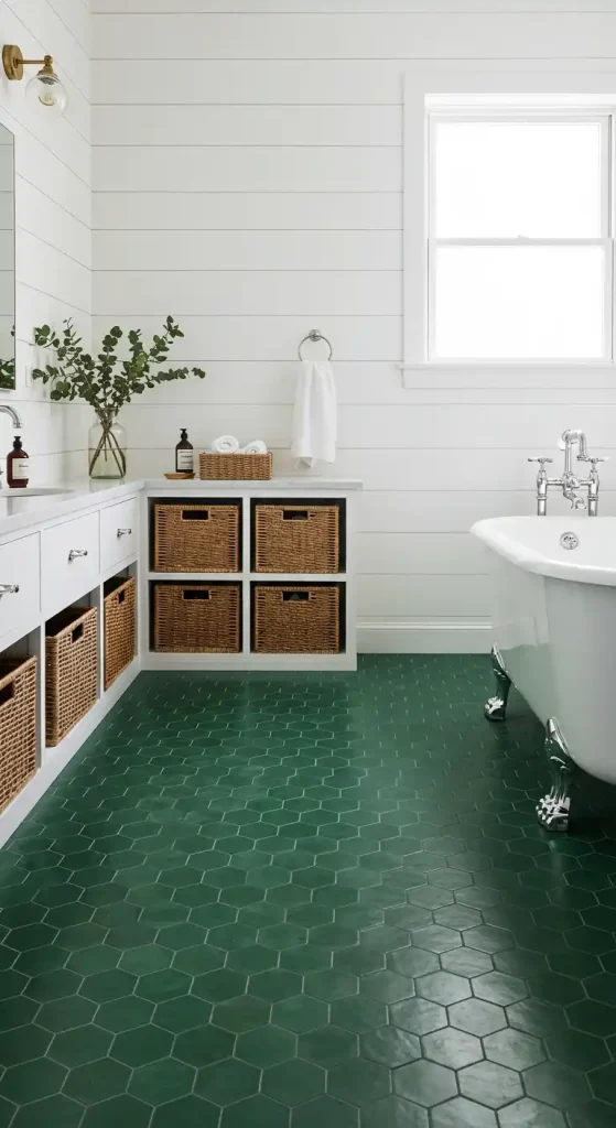 9. Bold Emerald Floors That Steal the Show