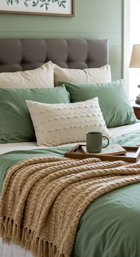 9. Decorative Throw Pillows & Sage Accents