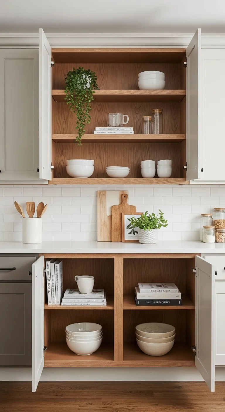 Include Open Shelves for Contrast