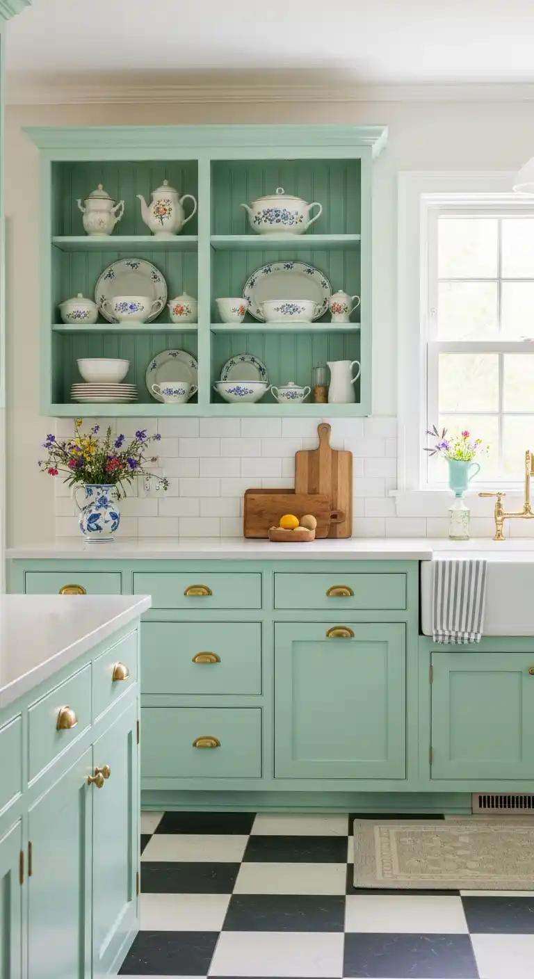 Minty Fresh Cabinets for a Pop of Fun
