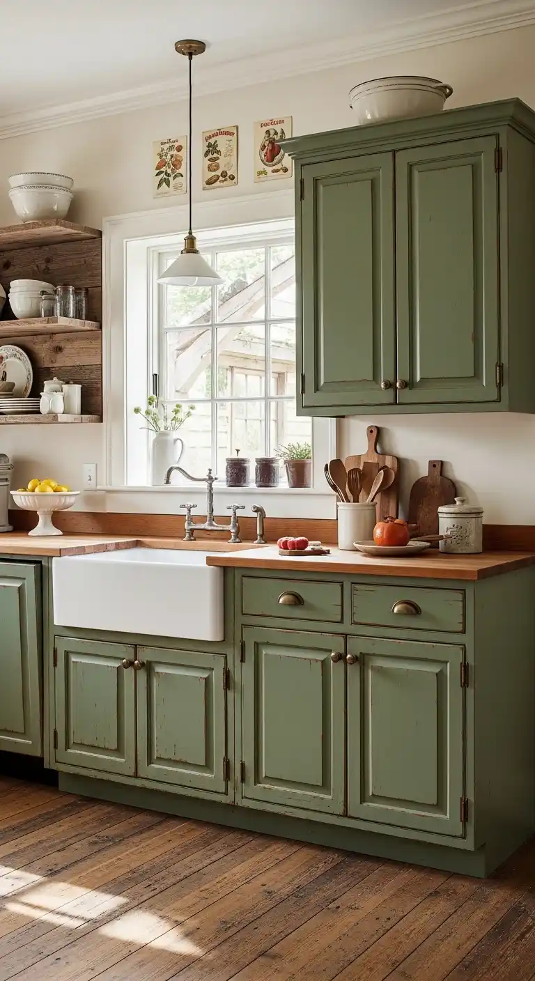 Vintage Vibes with Distressed Cabinets