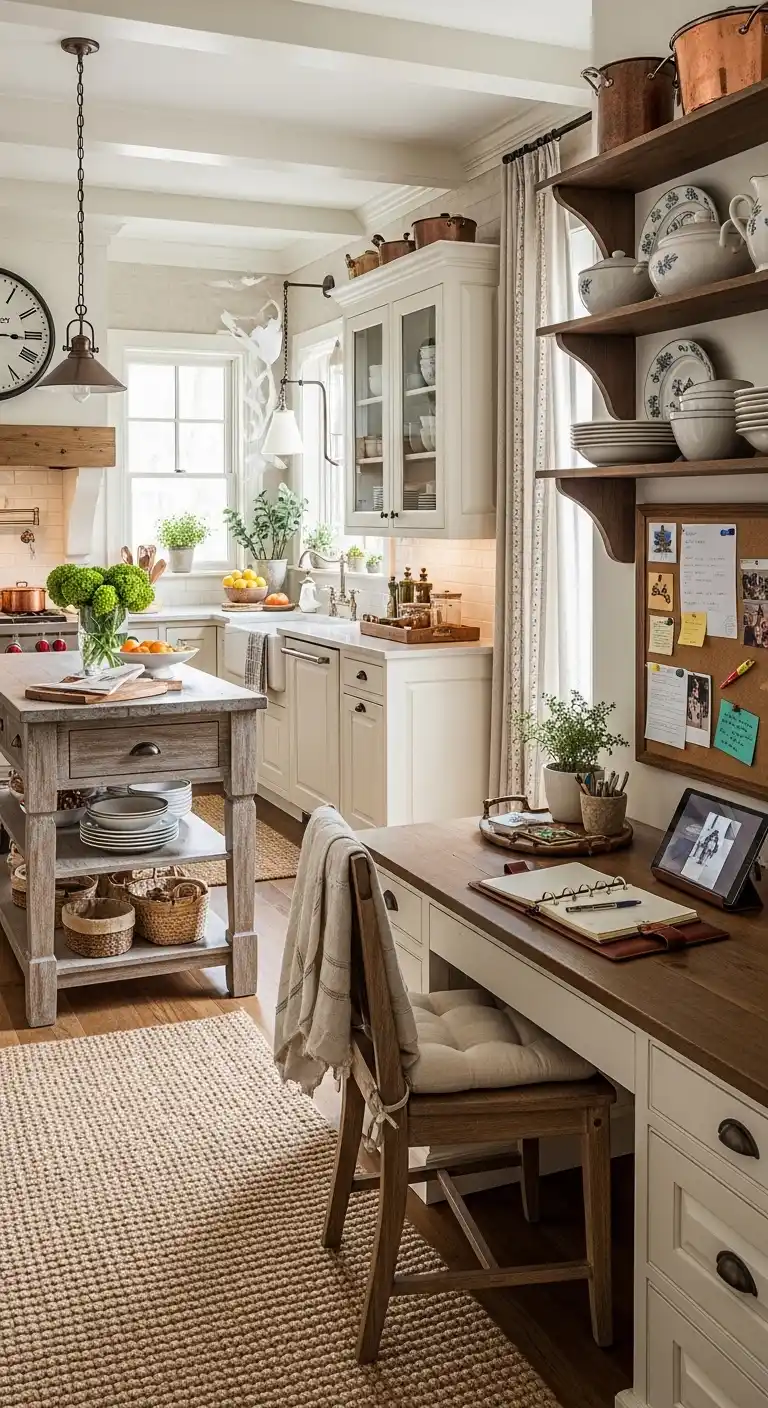 10. Luxe Farmhouse Command Center With Textural Layers