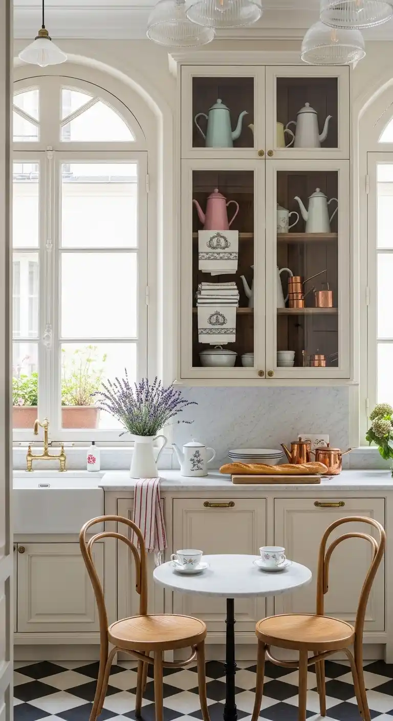 Parisian Atelier Kitchen With Glass-Front Cabinets