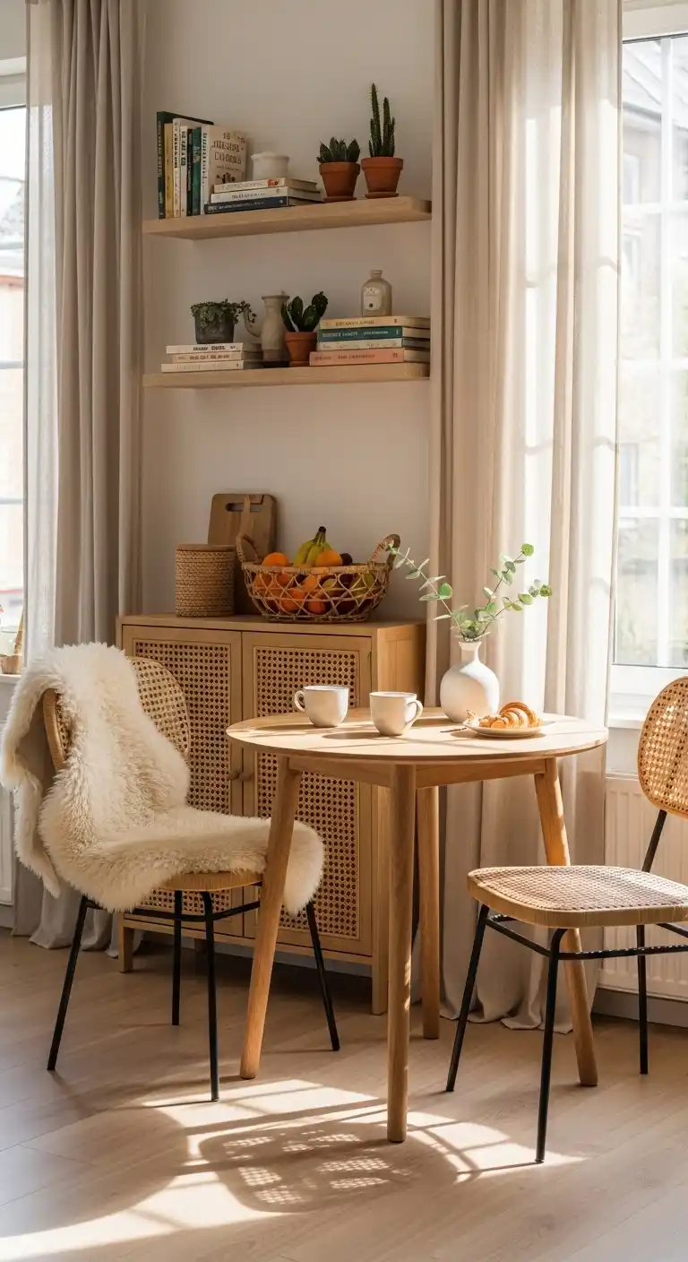 Vintage Scandinavian Cozy Nook With Rattan Elements