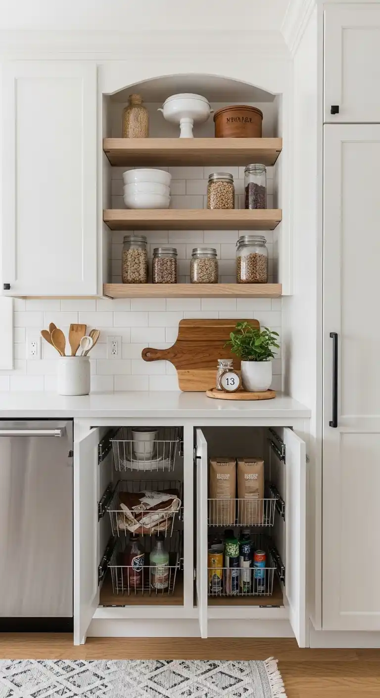 13. Farmhouse Chic With Modern Storage Nooks