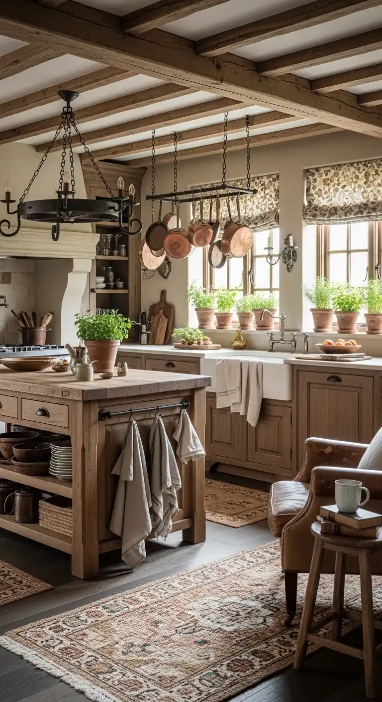 13. Grand Country Kitchen Layered Textures For a Lush, Inviting Feel