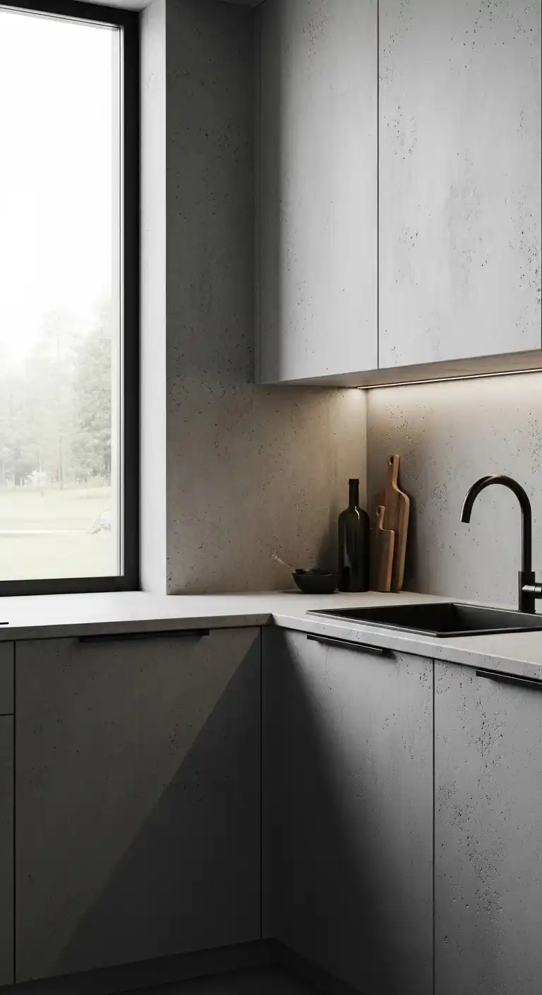 8. Concrete-Textured Modernist Nook