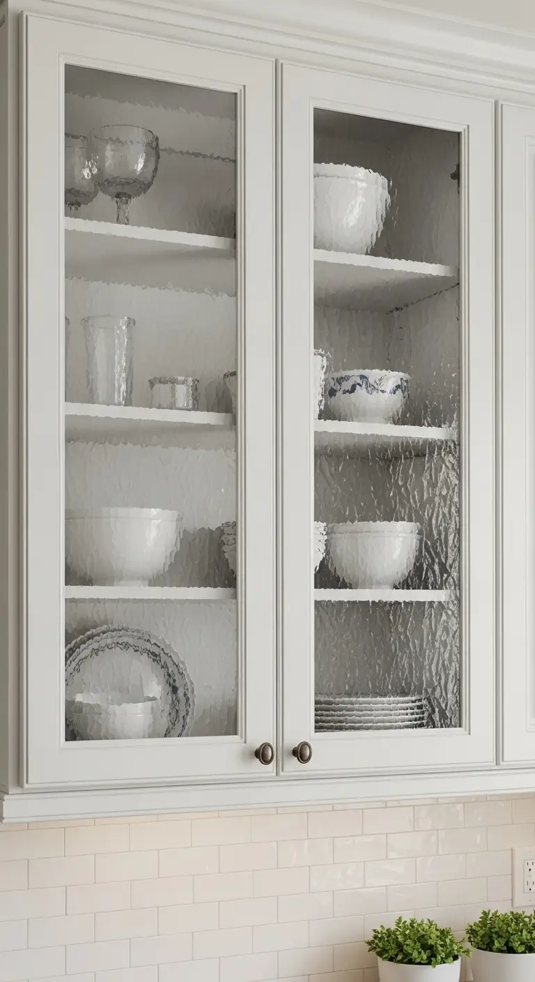 Add Glass Front Panels for a Stylish Kitchen Cabinets Makeover