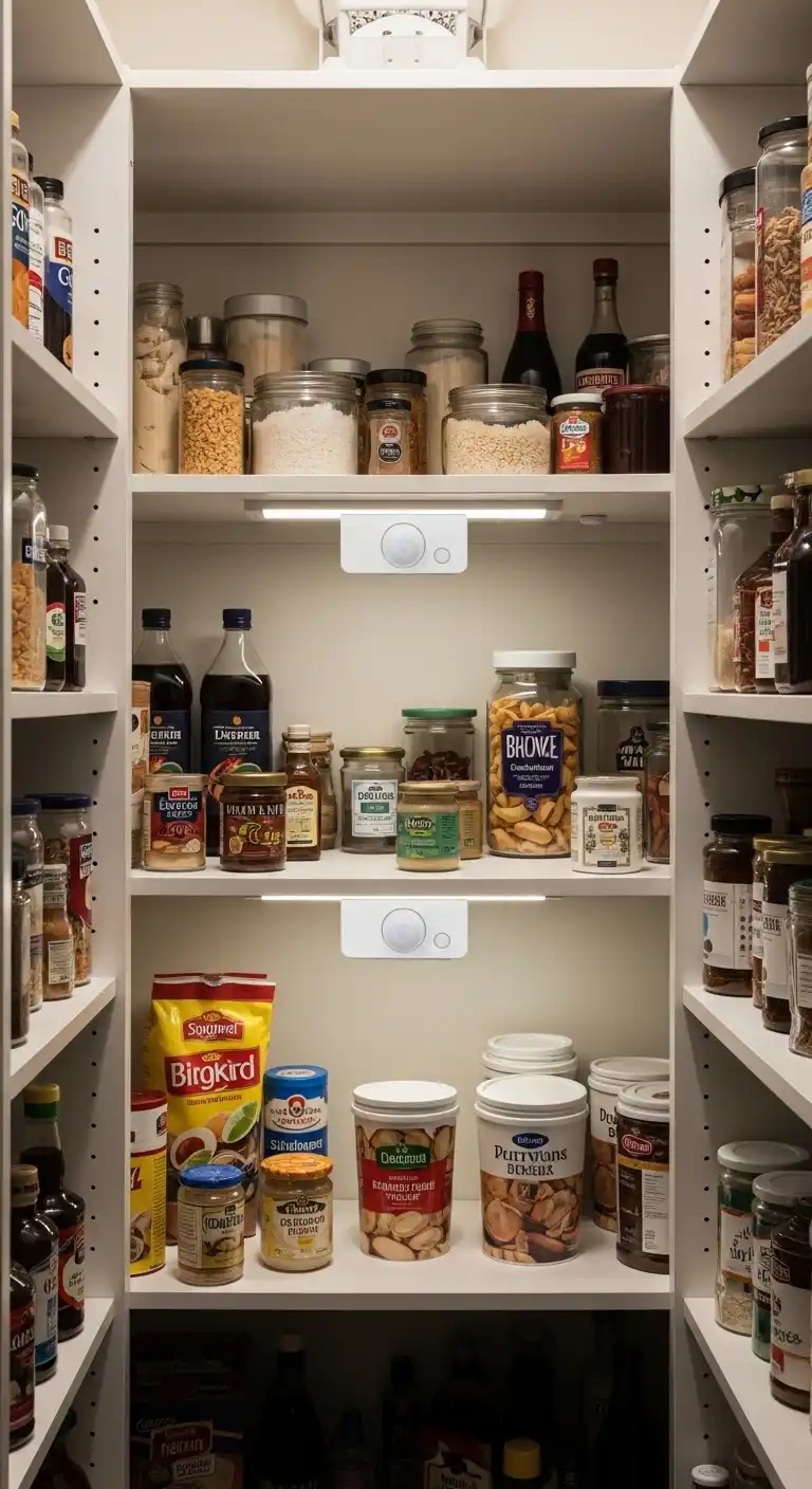 Add Lighting to Improve Pantry Organization Visibility