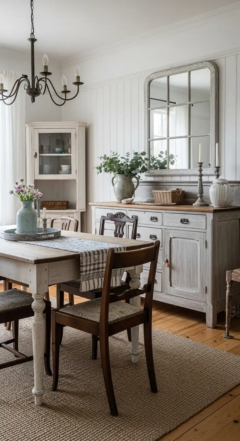 Add Vintage Furniture for Authentic Cottage Dining Room Charm