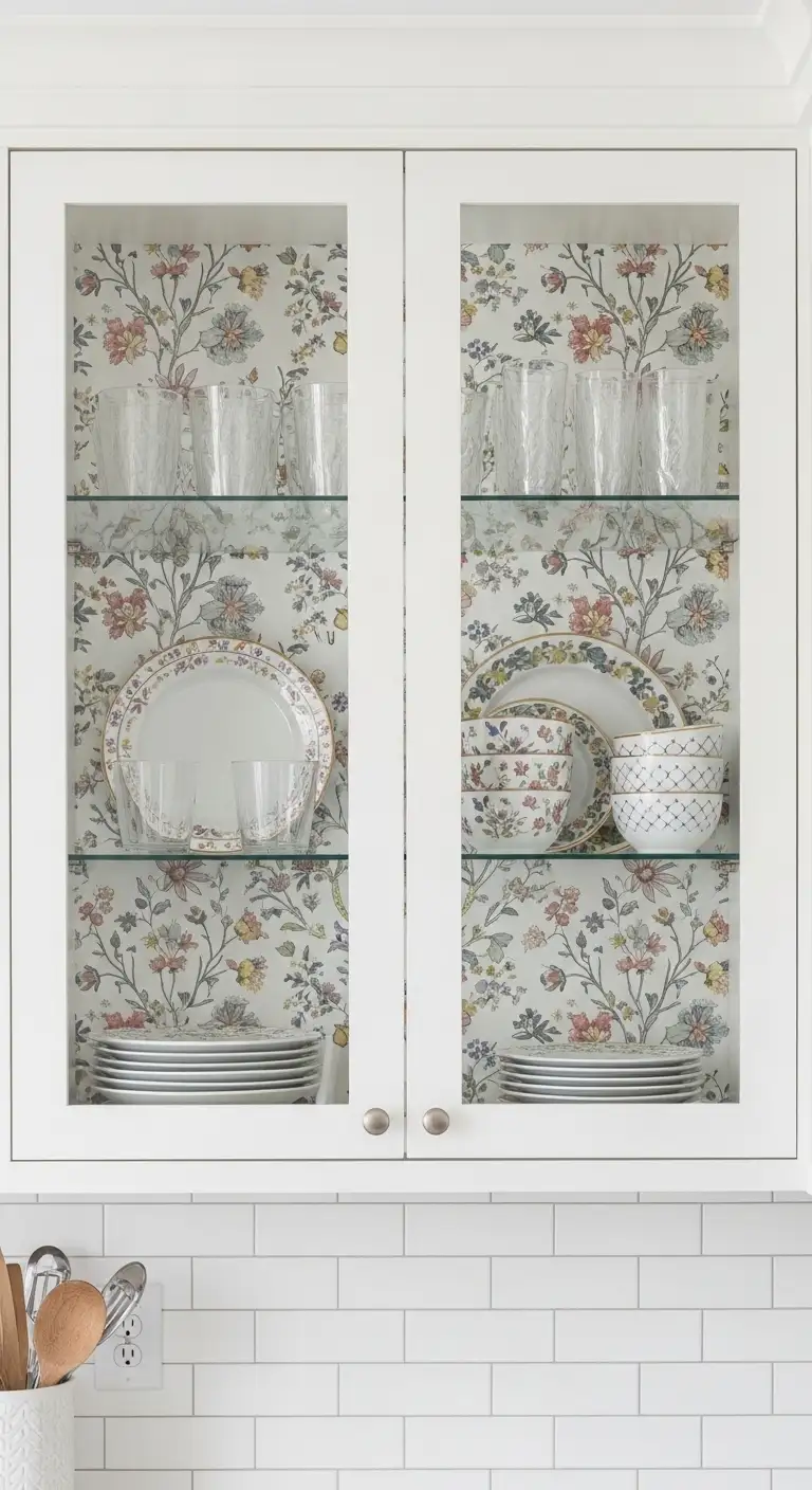 Add Wallpaper Inside Glass Cabinets