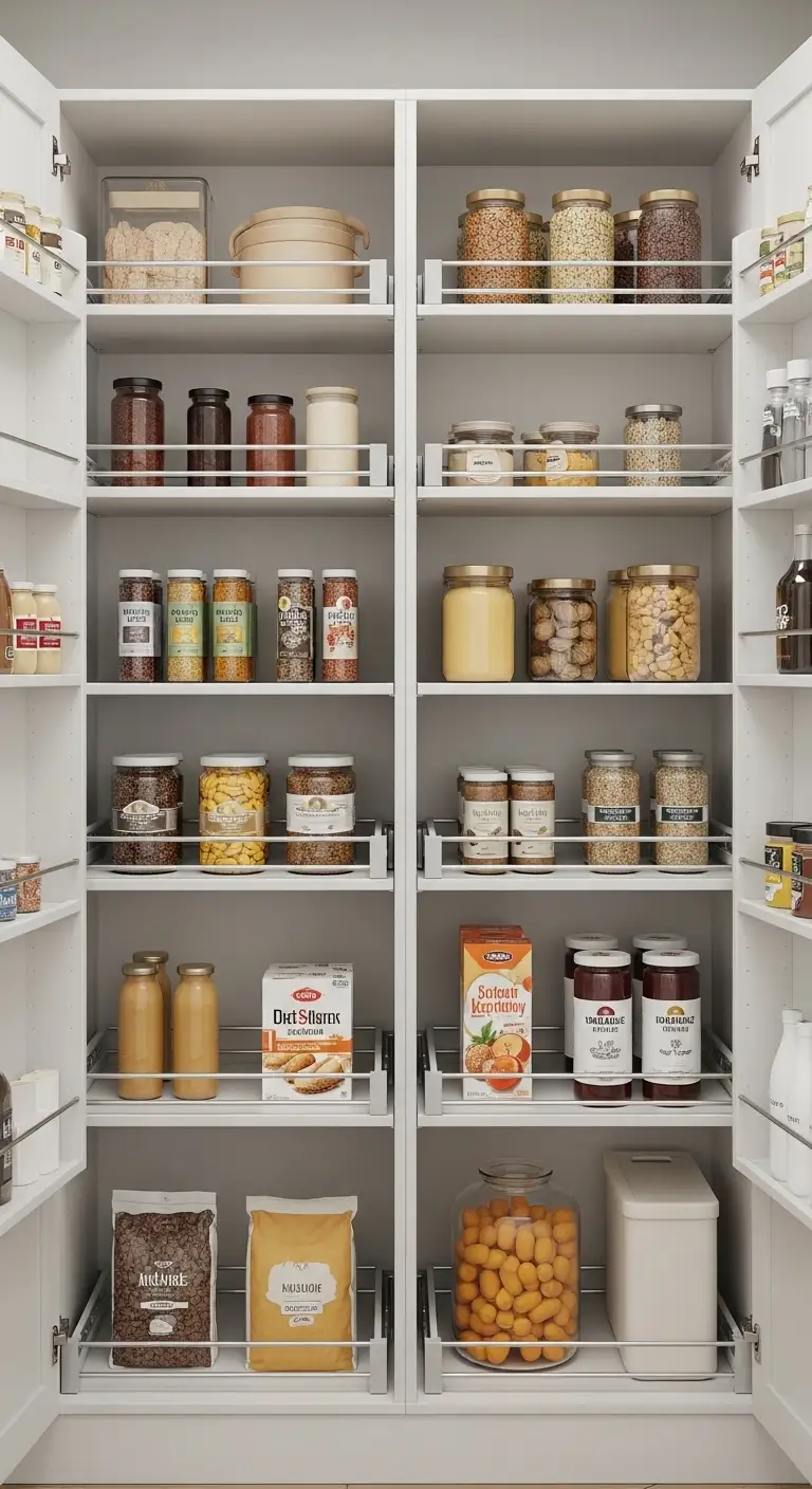 Adjustable Shelving for Flexible Pantry Cabinets Organization Layouts