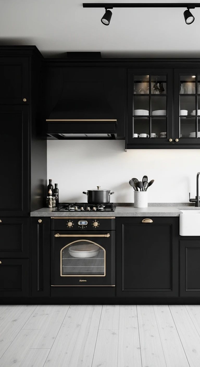 Black Painted Kitchen Cabinets for Strong Visual Identity