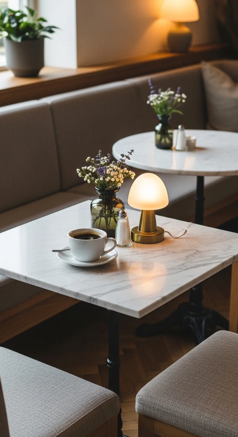 Boutique Café Inspired Setup with a Calacatta Marble Table