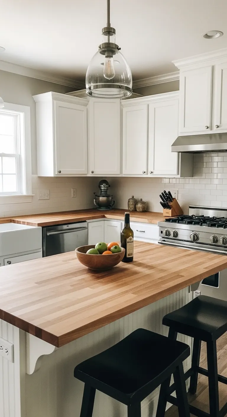 Butcher Block Countertop for Warm Character