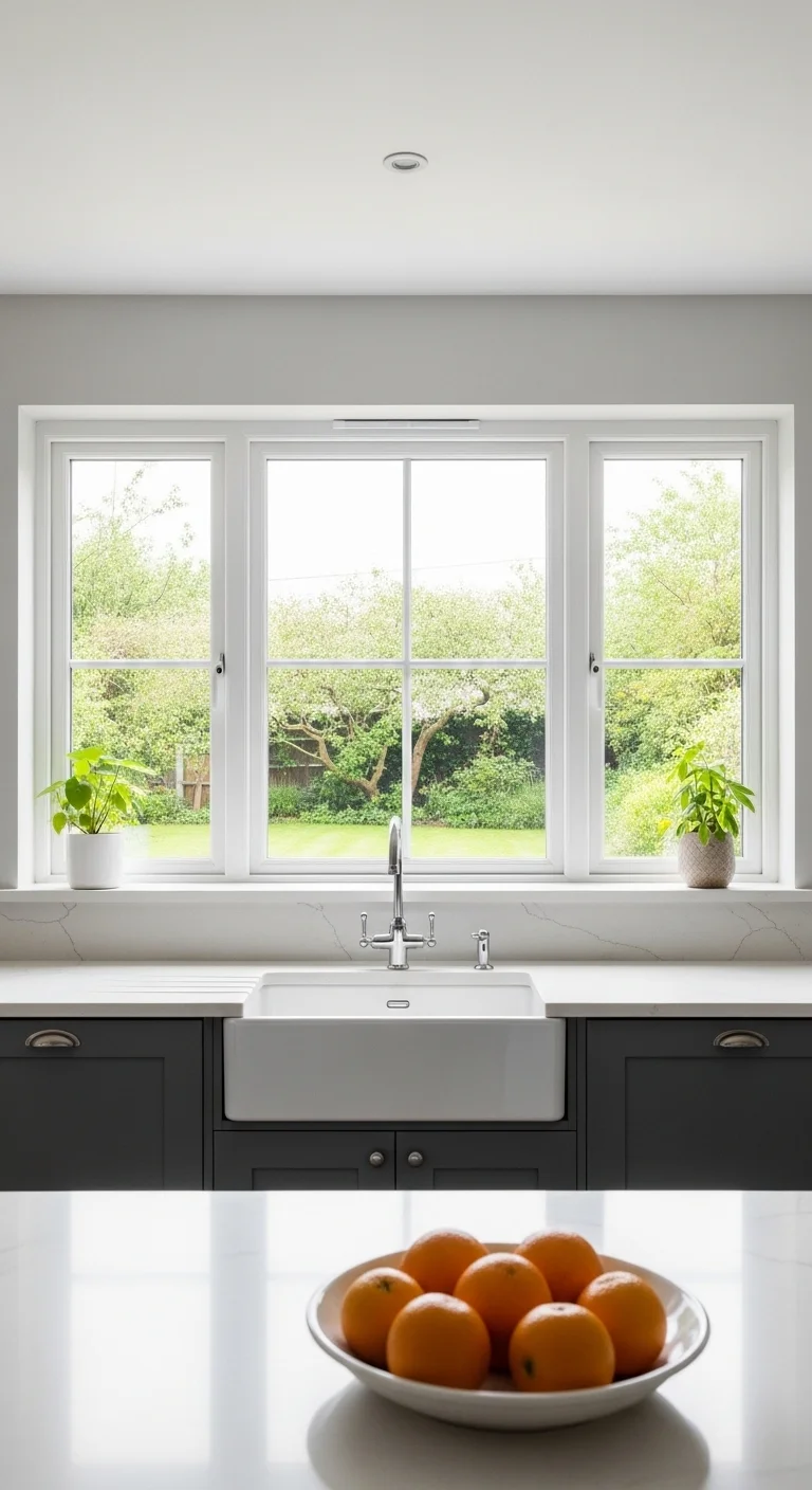 Classic Picture Kitchen Sink Window For Clear Outdoor Views