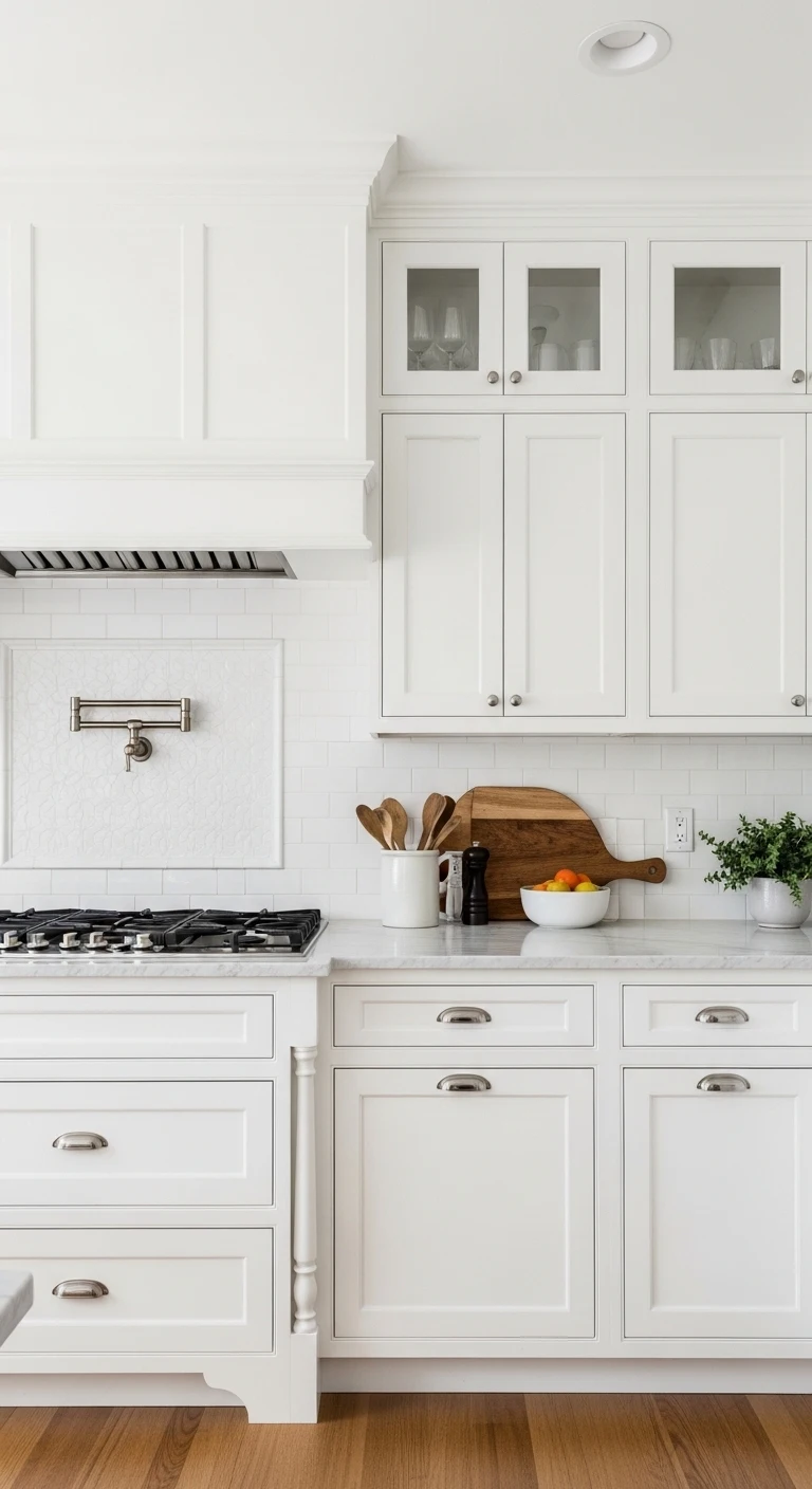 Classic White Painted Kitchen Cabinets for Timeless Elegance