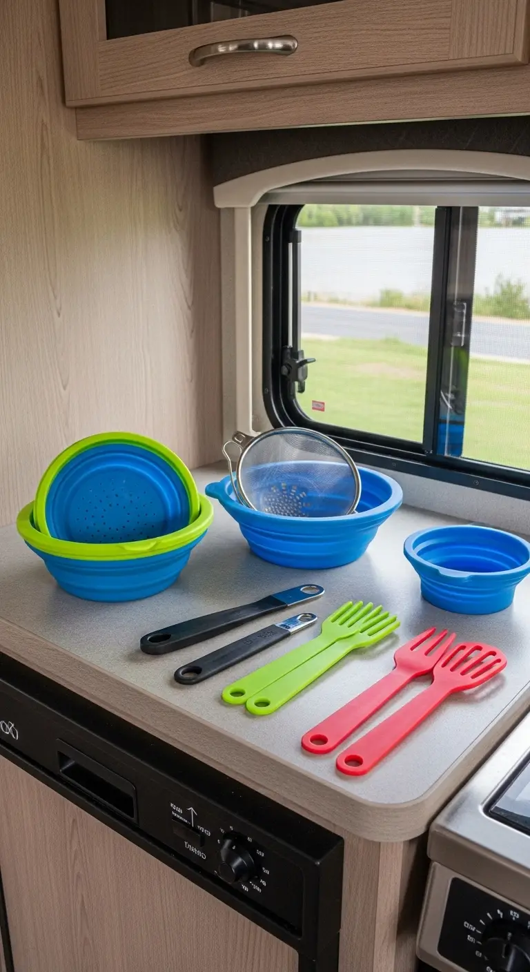 Collapsible Kitchenware for Space-Saving Camper Kitchen Organization