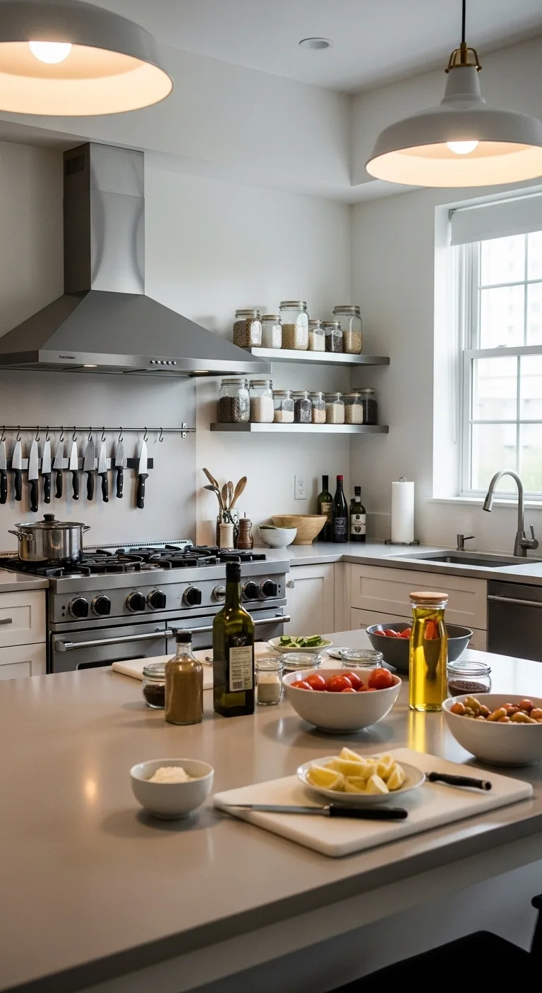 Color-Coded Kitchen Counter Organization System