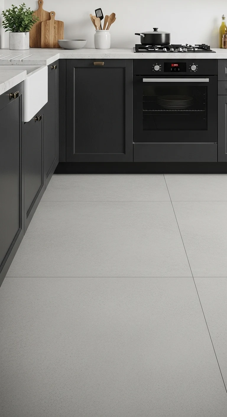Concrete-Look Floors for Contemporary Small Kitchens