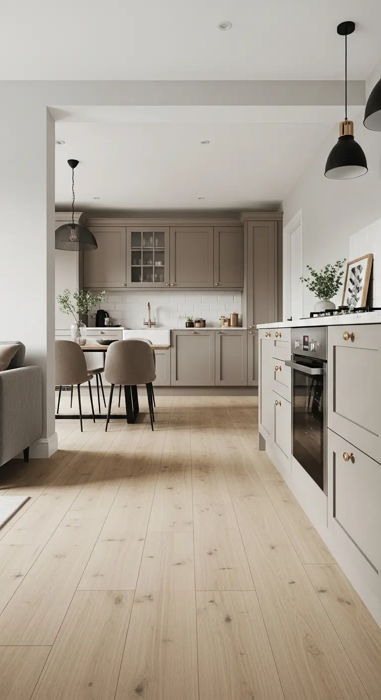 Continuous Flooring Between Kitchen and Living Areas