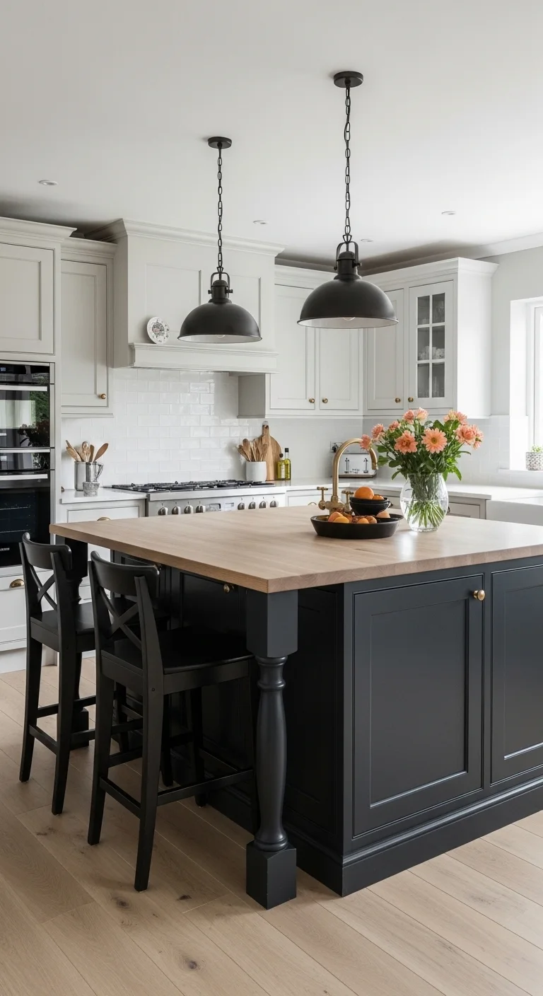Contrasting Color Luxury Kitchen Island for Bold Design Expression
