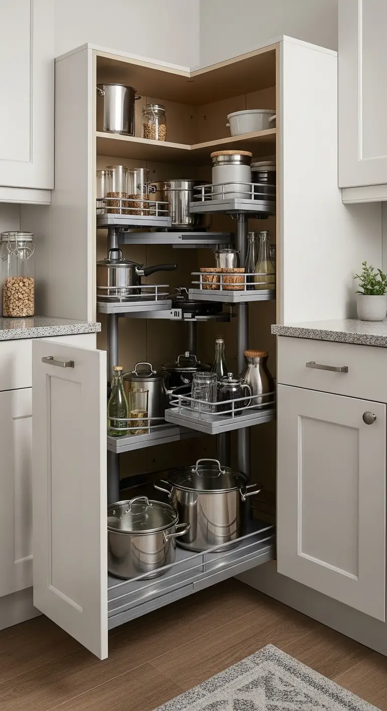 Corner Kitchen Cabinets with Smart Pull-Out Storage