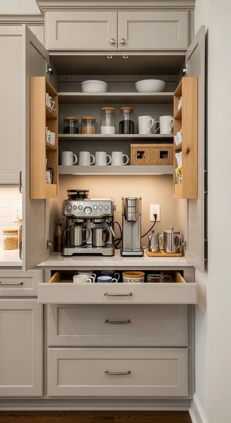 Create a Built In Coffee Station During a Kitchen Cabinets Makeover