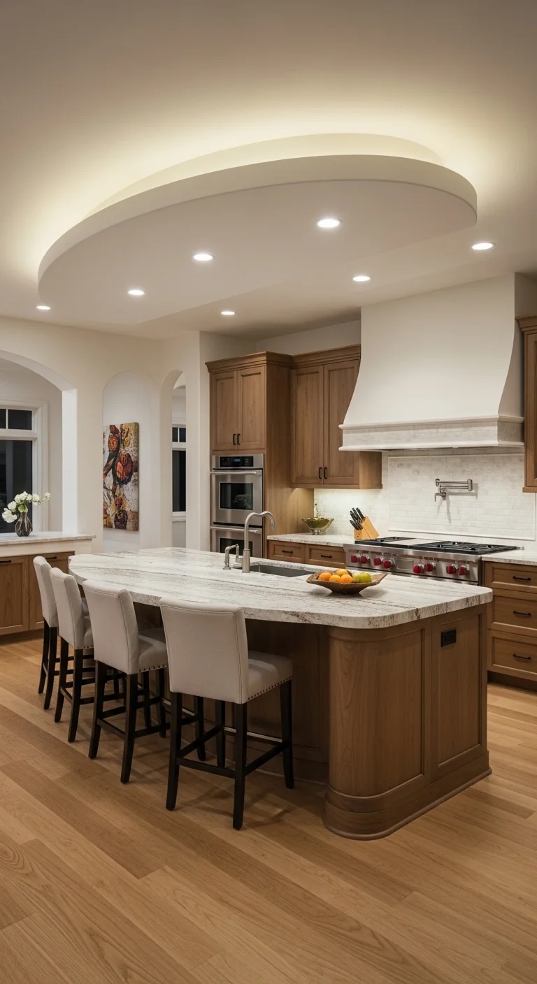 Curved Kitchen Island for Smooth Architectural Flow