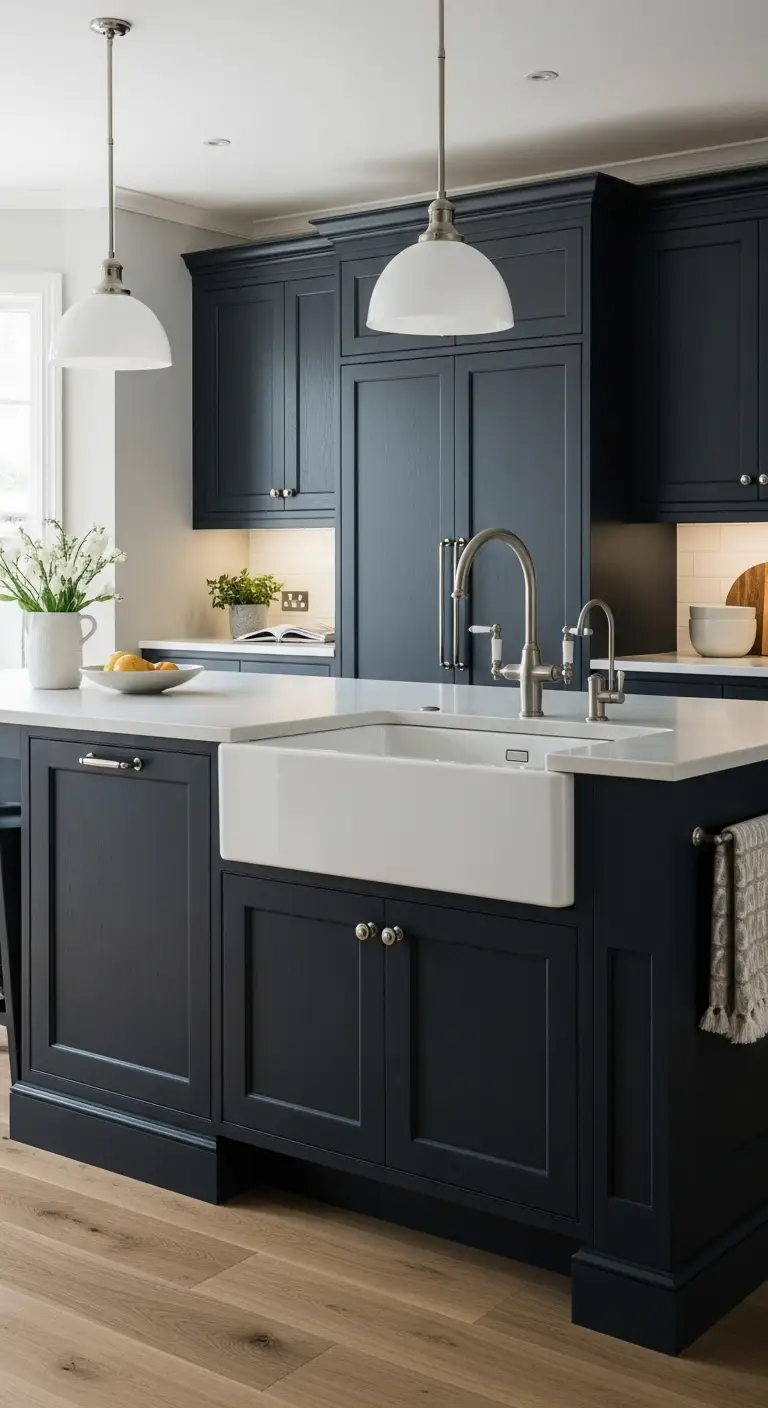 Dark Cabinet Kitchen Island Ideas with Sink