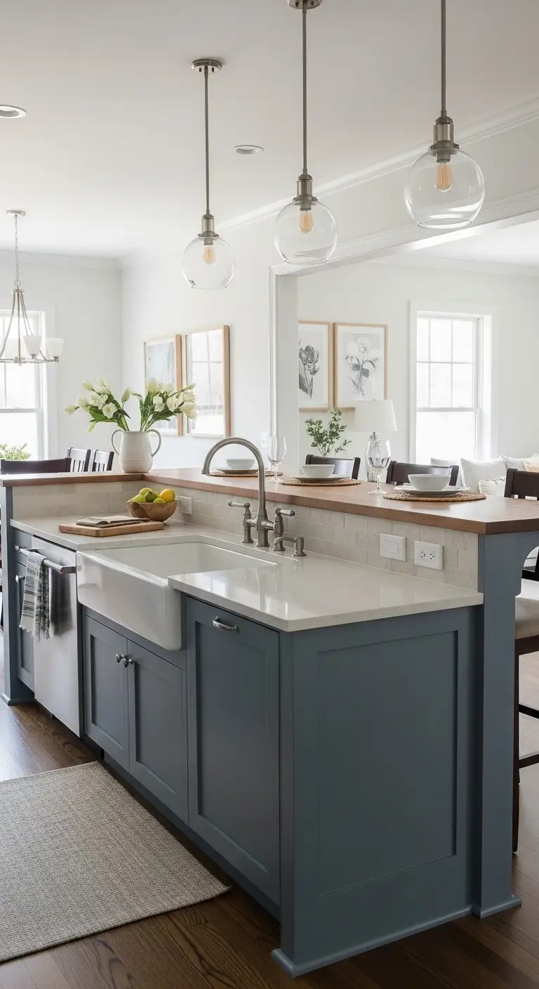 Double-Level Kitchen Island Ideas with Sink