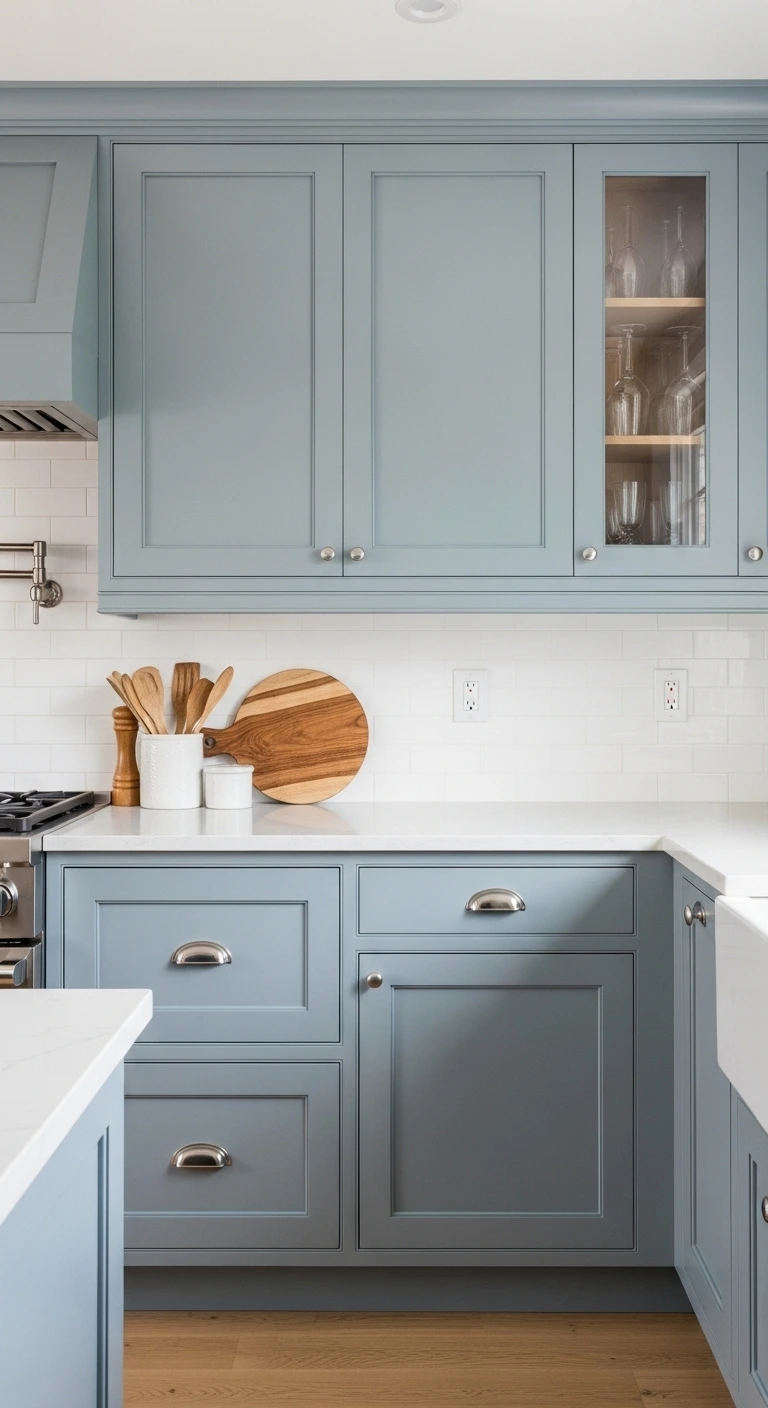 Dusty Blue Kitchen Cabinets Color Ideas for Gentle Personality