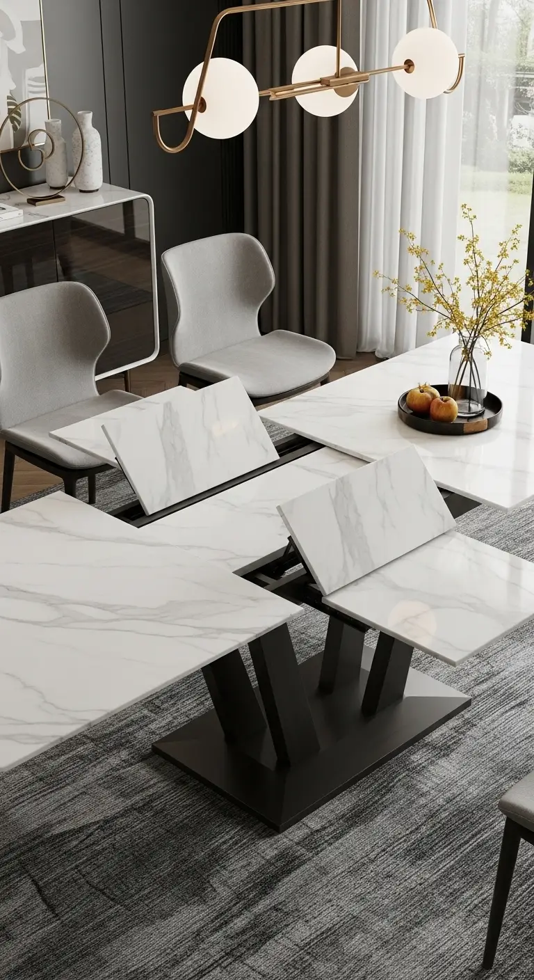 Extendable Calacatta Marble Dining Table for Versatility