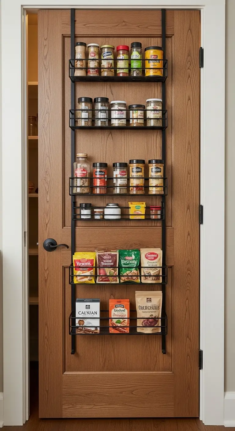 Farmhouse Pantry Door Storage for Hidden Organization