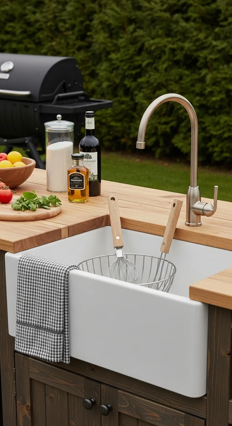 Farmhouse Style Outdoor Kitchen Sink with Deep Basin Design