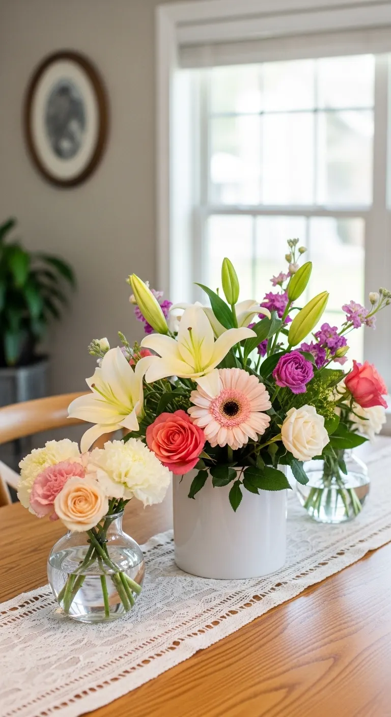Fresh Flower Dining Table Centerpiece Ideas