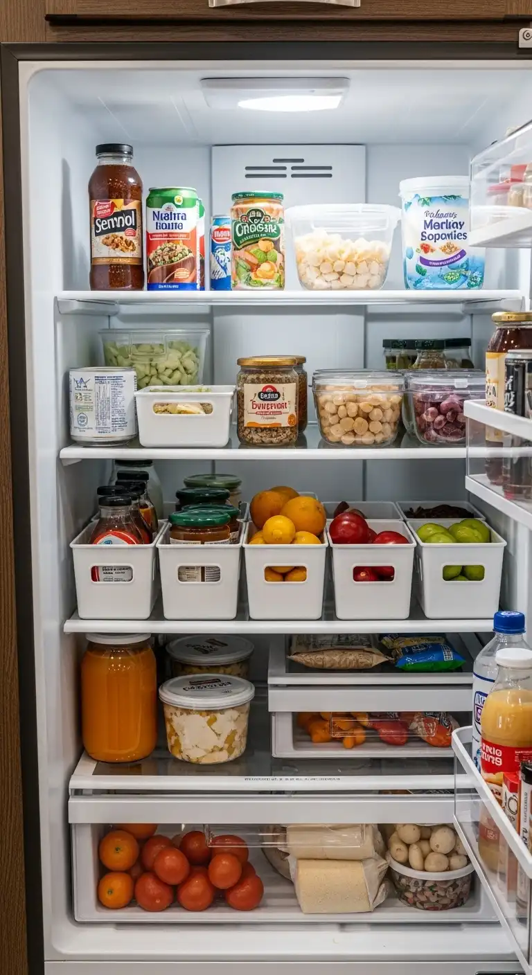 Fridge Organization Bins for Camper Kitchen Organization Control