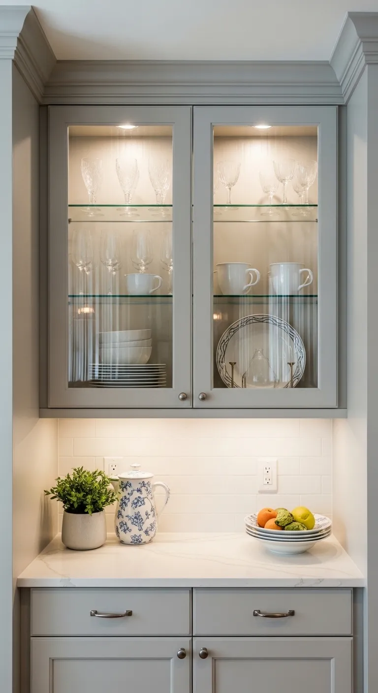 Glass Front Kitchen Cabinets Design for an Open Feel